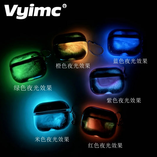 Luminous Glitter Quicksand Earphone Case for AirPods 4 3 2 1 AirPods Pro 3 2 Moving Sand Sparkles Brilliant Dark Headphone Cover